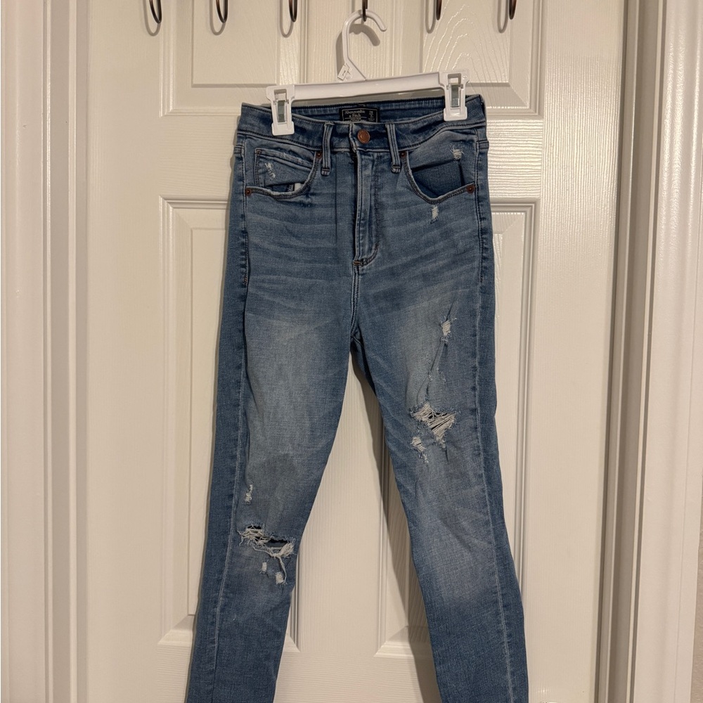 Abercrombie & Fitch Blue Skinny Jeans Distressed